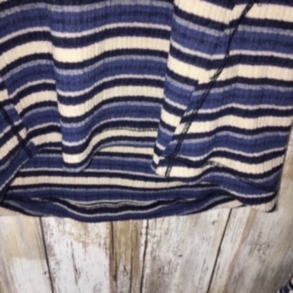 Free People Cape Cod Thermal Top Medium Striped Fitted Long Sleeve Off Shoulder - Picture 6 of 8